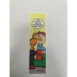 Garfield Bookmark 6in Jim Davis Loose My Place I’ll Rearrange Your Face Vtg New